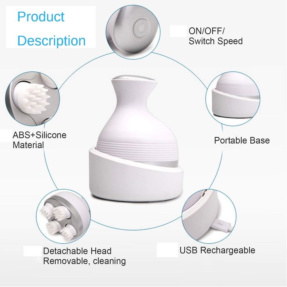 Electric Scalp Massager With 4 Moveable Massage Cluster